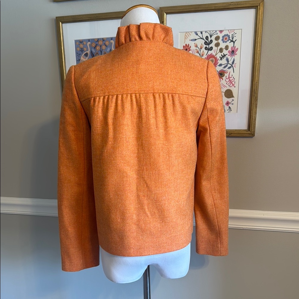 Orange Ruffled Women's Jacket - Picture 2 of 6